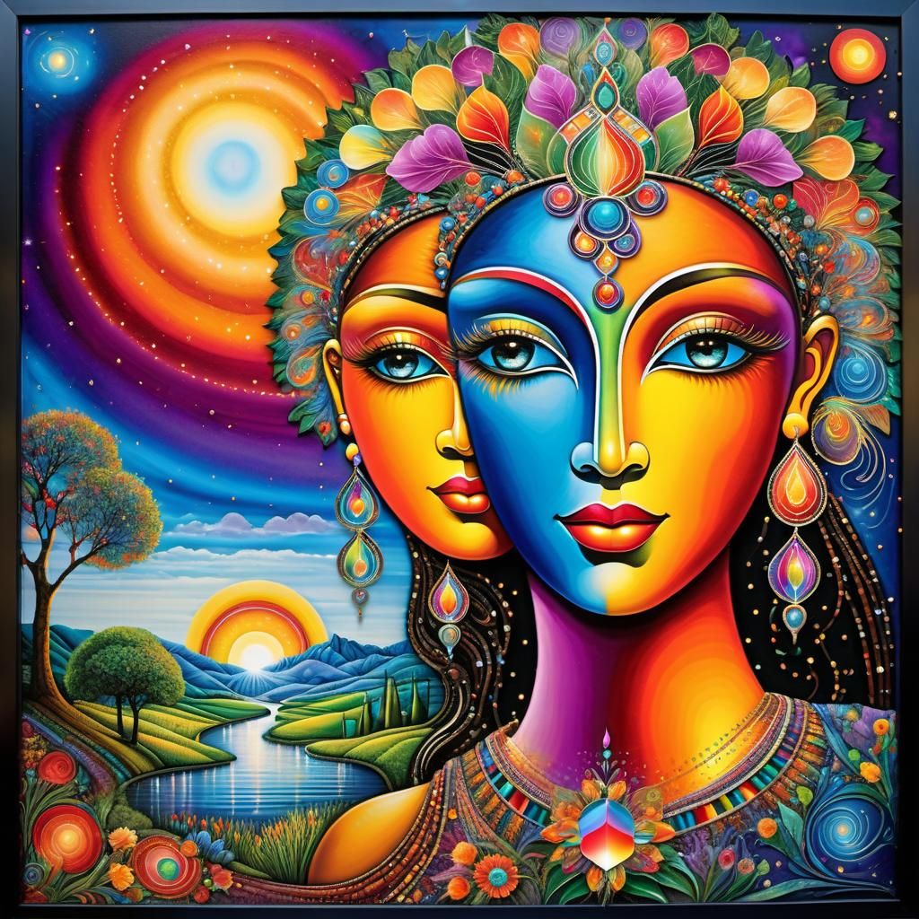 Stained Glass Abstract in Cubist Art Deco Style