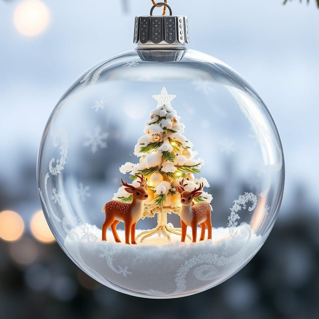 Idyllic Glass Christmas Ornament with Whimsical Winter Wonde...