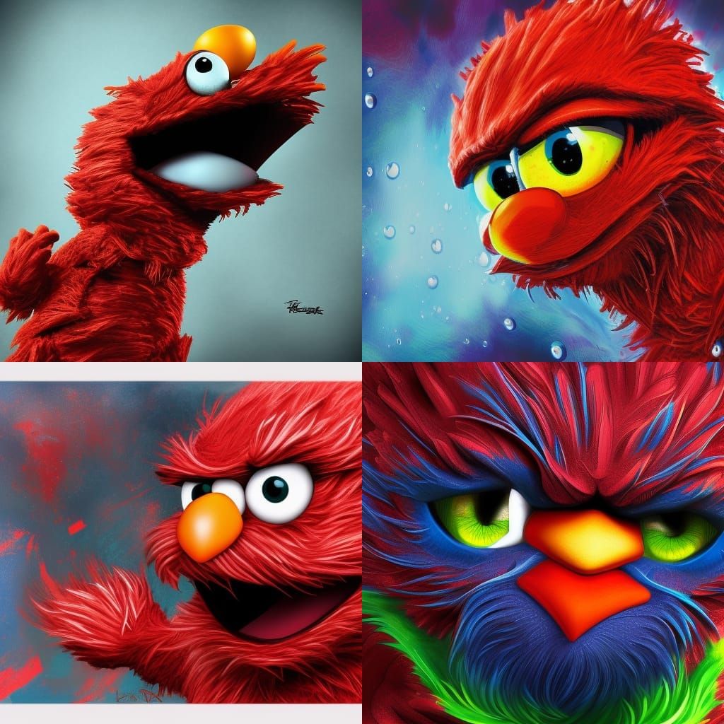 Hyperrealistic Cranky Elmo Concept Art