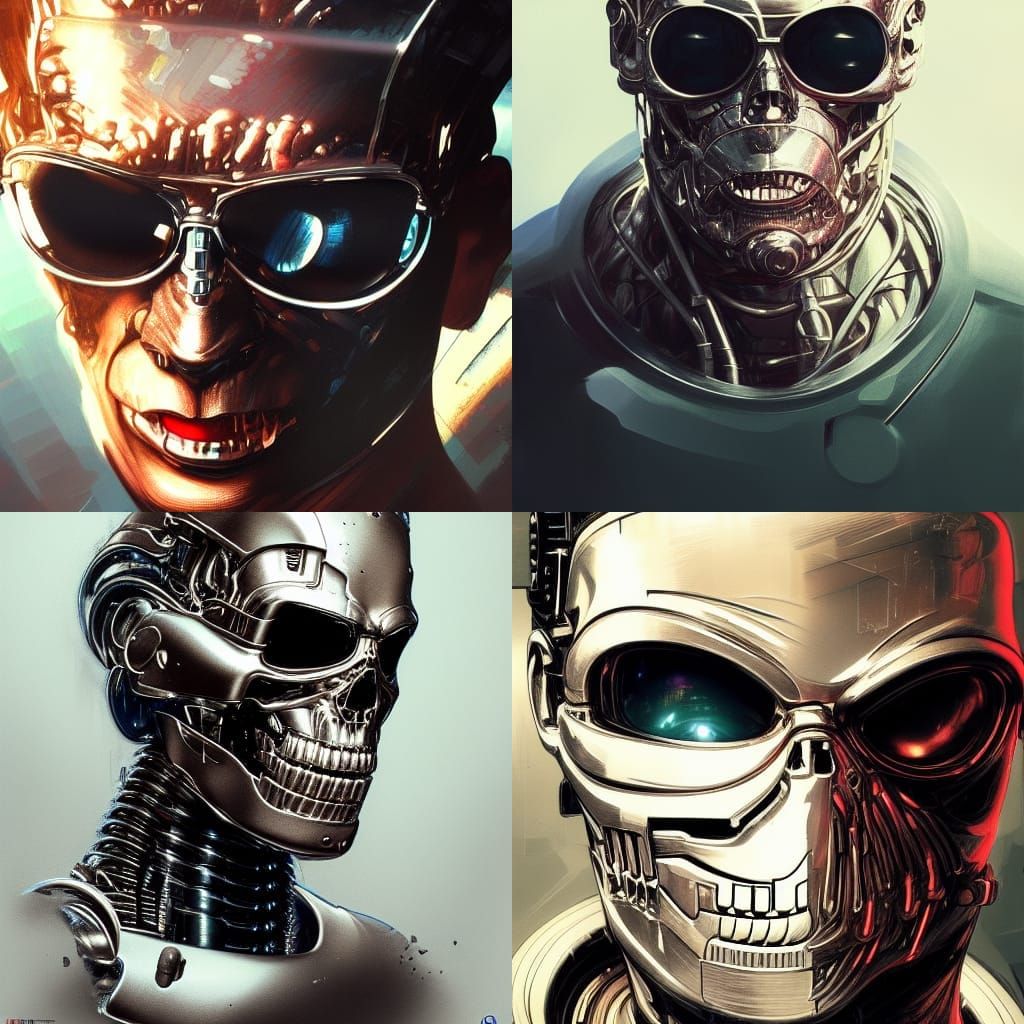 Terminator Oscar the Grouch Portrait in Hyperdetailed Style