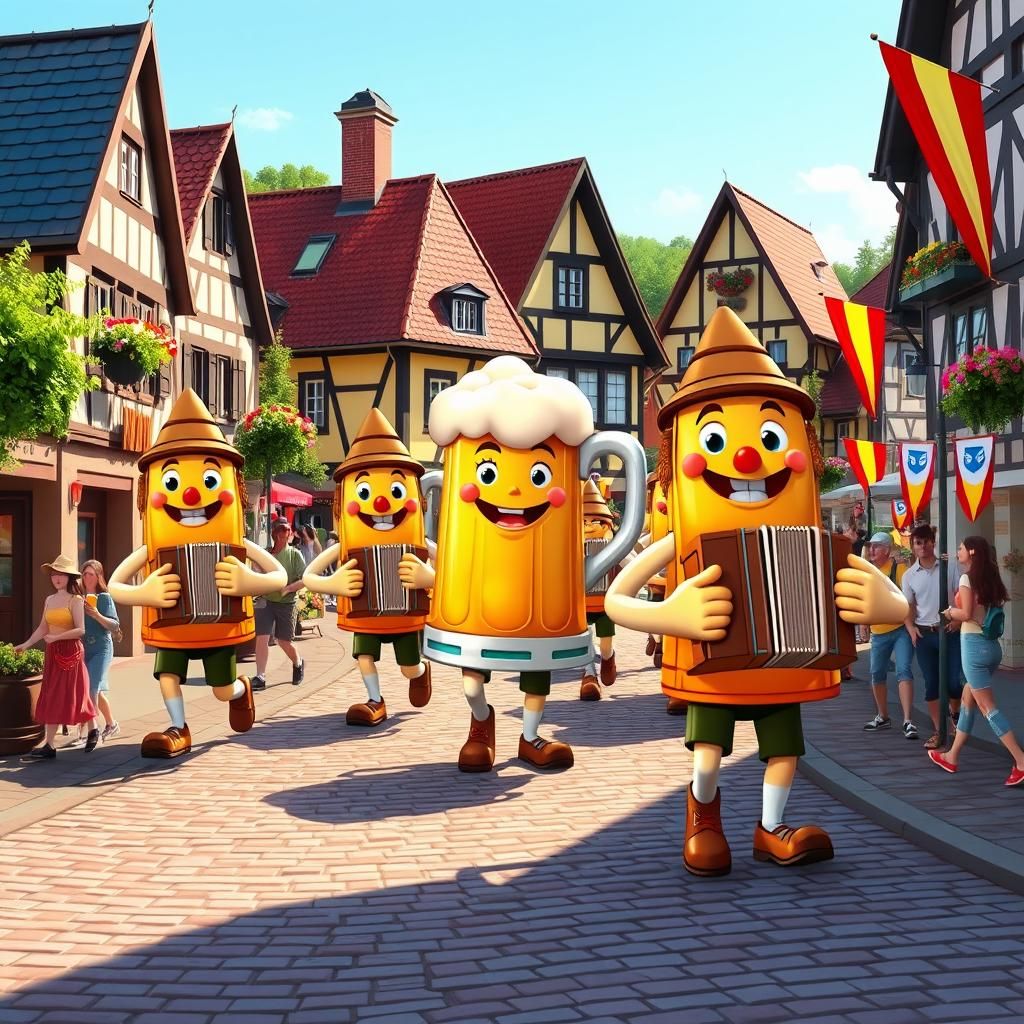 Cartoon Oktoberfest Parade in German Village