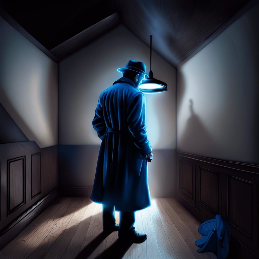 Glowing Blue Noir Figure in Dark Fantasy