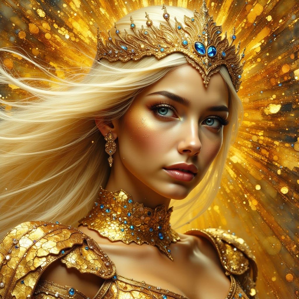 Fantasy Princess in Sparkling Gold Regalia