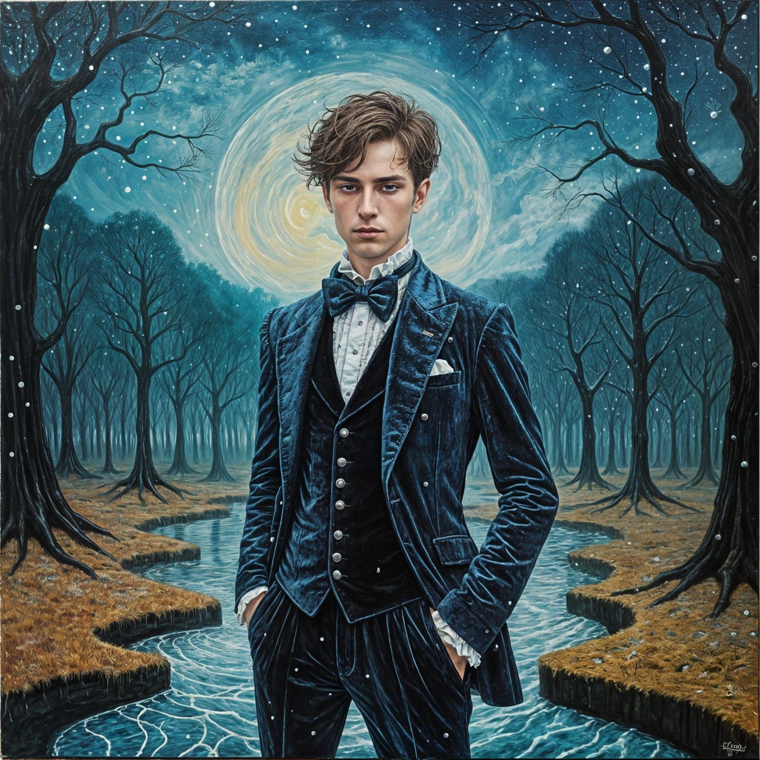 Gothic Gentleman in a Dark Dreamscape