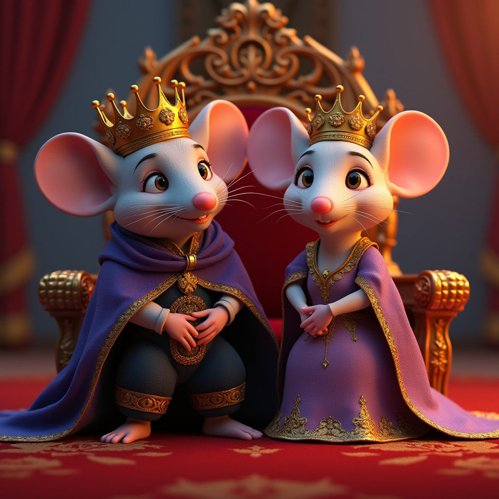 Mouse Royalty in Secluded Palace: 3D Digital Art