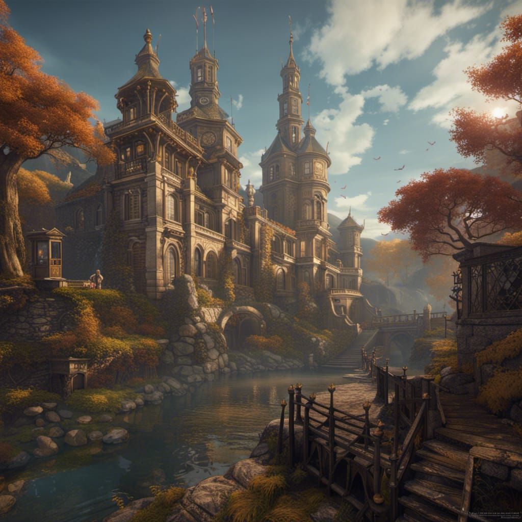 Fantastical 18th Century Scene in Deep Color