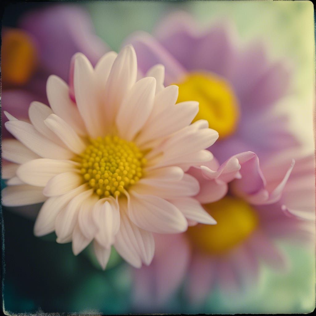 Macro Flower Photo in Watercolor Style