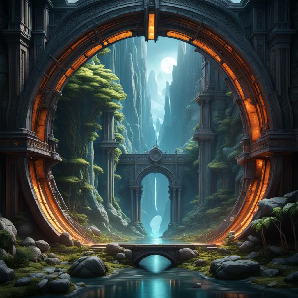 Paradise Portal: Detailed Matte Painting in Deep Color