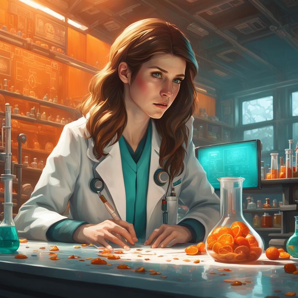 Anna Kendrick as Scientist in Laboratory, Art Nouveau
