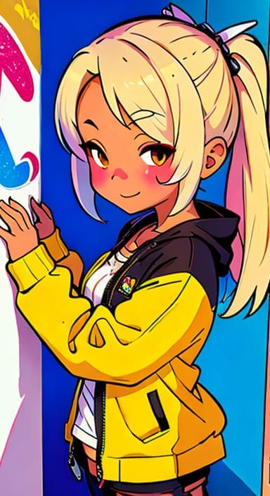 Girl Gazing at Guy Amidst Graffiti Art