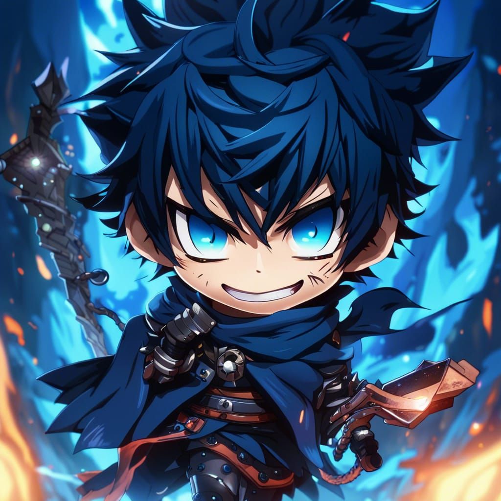 Rin Okumura Chibi: Detailed Fantasy Concept Art
