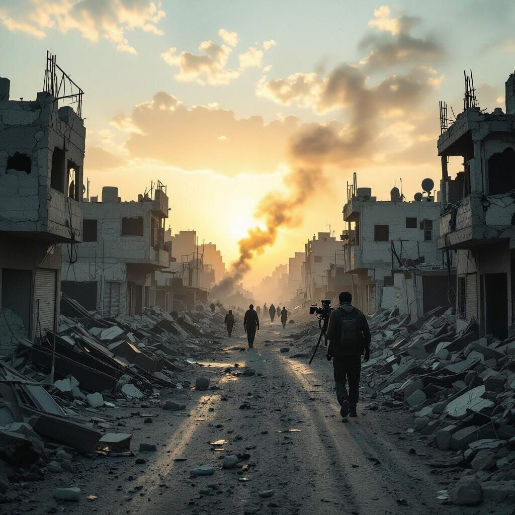 War-Torn Gaza Cityscape Cinematic Film Still
