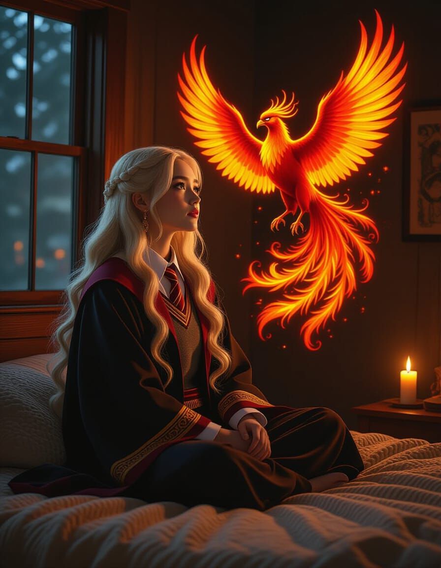 Hmong Woman and Phoenix as Digital Art