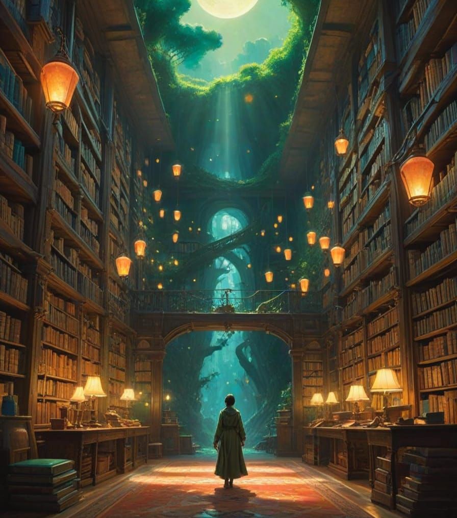 Enchanted Library Transforms into Whimsical Fantasy Realm