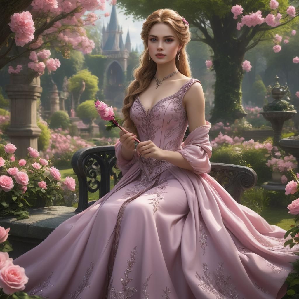 Feyre in Spring Court Garden: Detailed Matte Painting