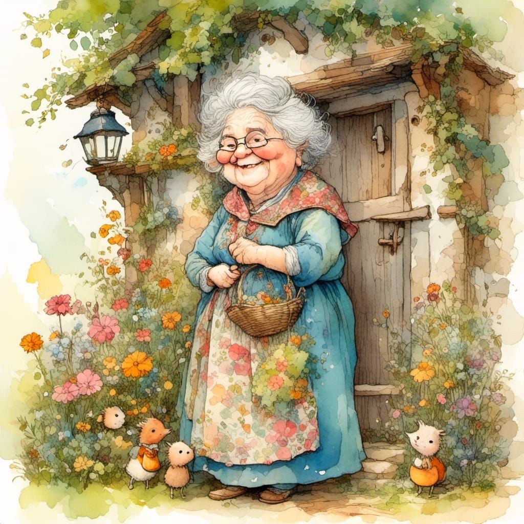 Enchanting Chibi Grandma at Country Cottage