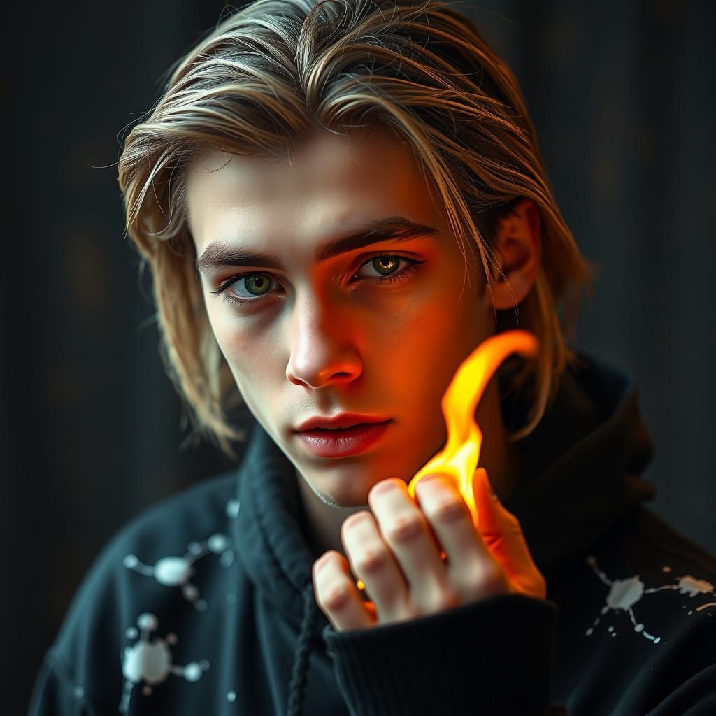 Smoldering Heterochromatic Man in Hyper-Detailed Style