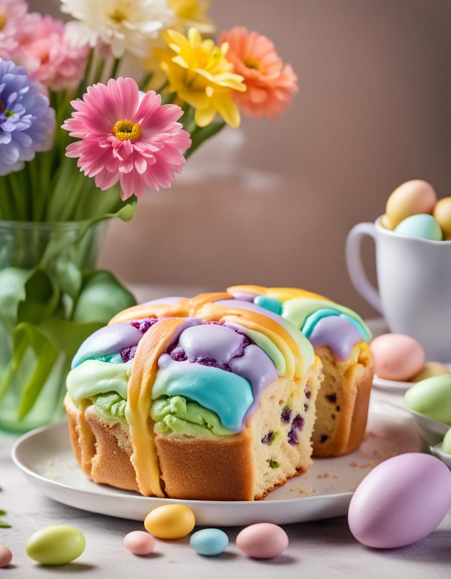 Pastel Rainbow Easter Buns: Food Photography