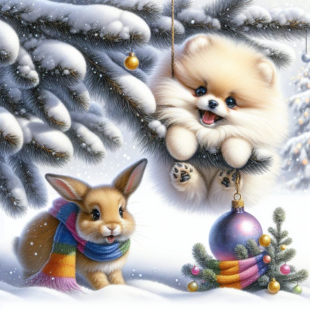 Vibrant Winter Wonderland in Impressive Digital Watercolor S...