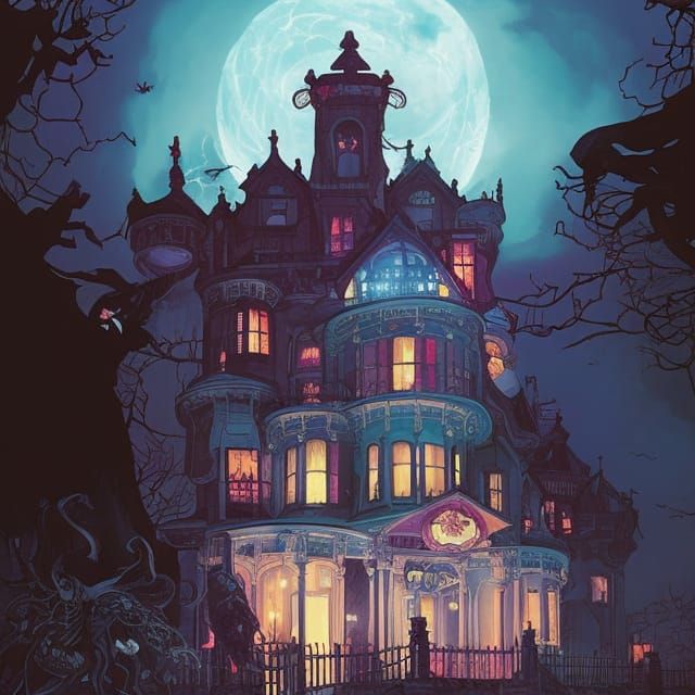 Cyber Victorian Haunted Mansion: Digital Comic Art