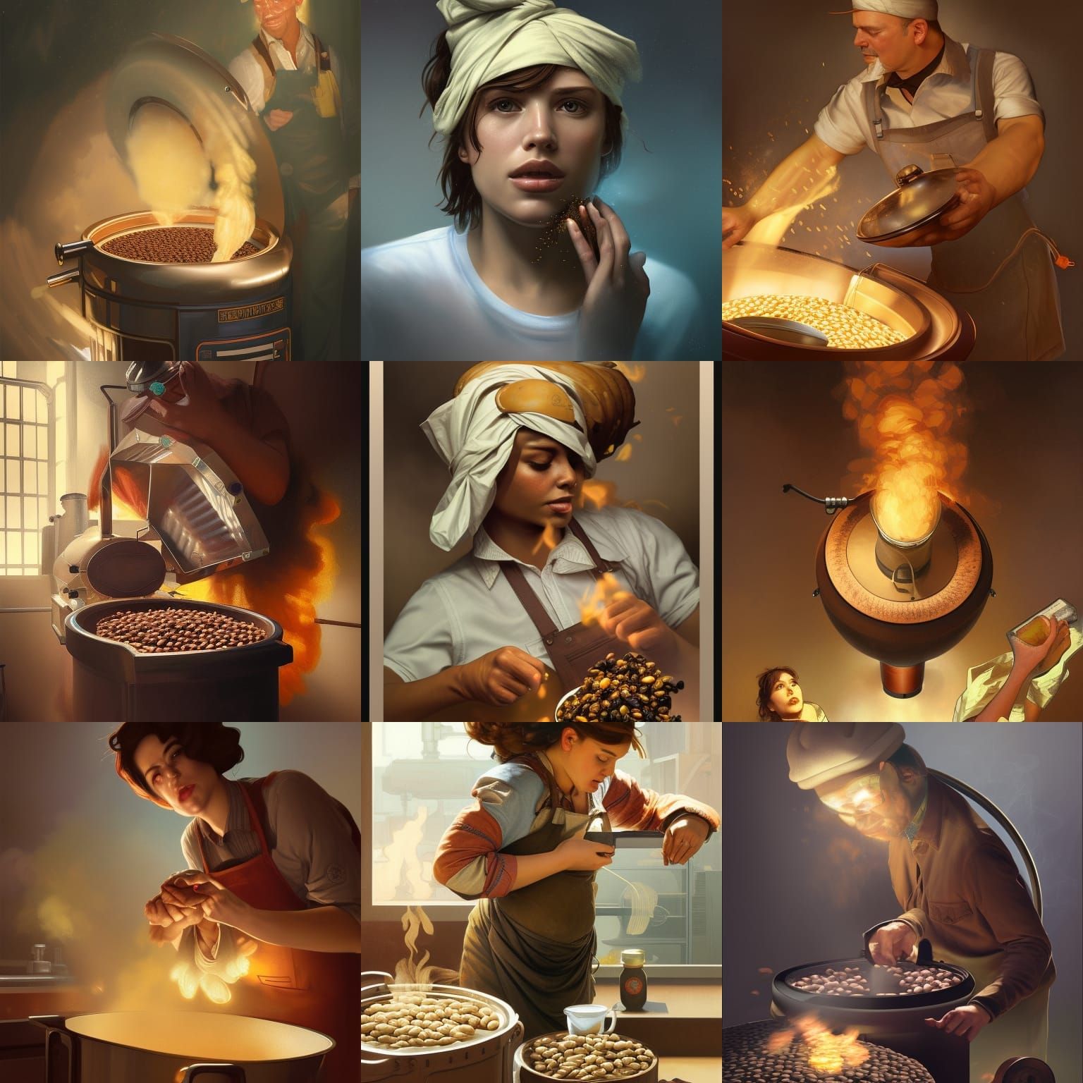 Coffee Roaster Illustration with Dynamic Lighting