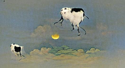 Cow with Wig Jumps Over Moon