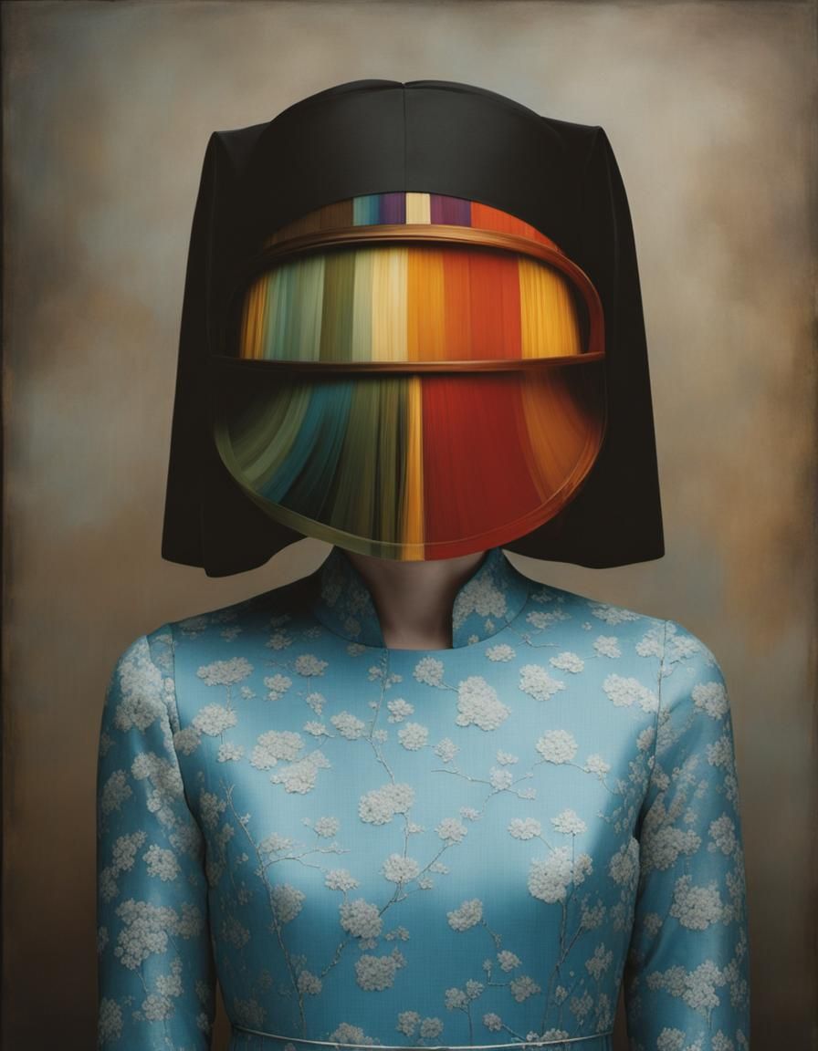 Colorful Dress Portrait in Comic Book Art Style