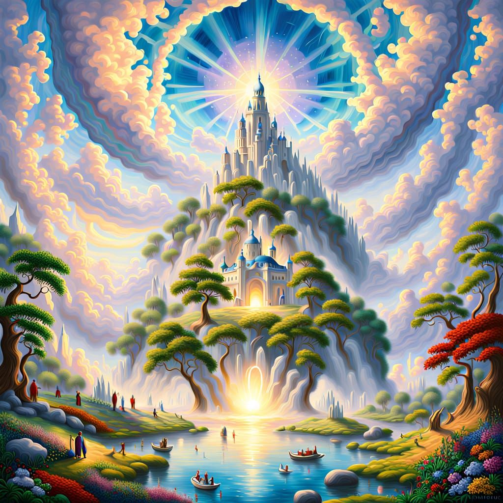 Surreal Apple Tree in Vibrant Oil on Canvas Style