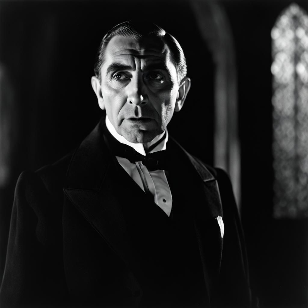 Classic Dracula Portrait in 1930s Film Style