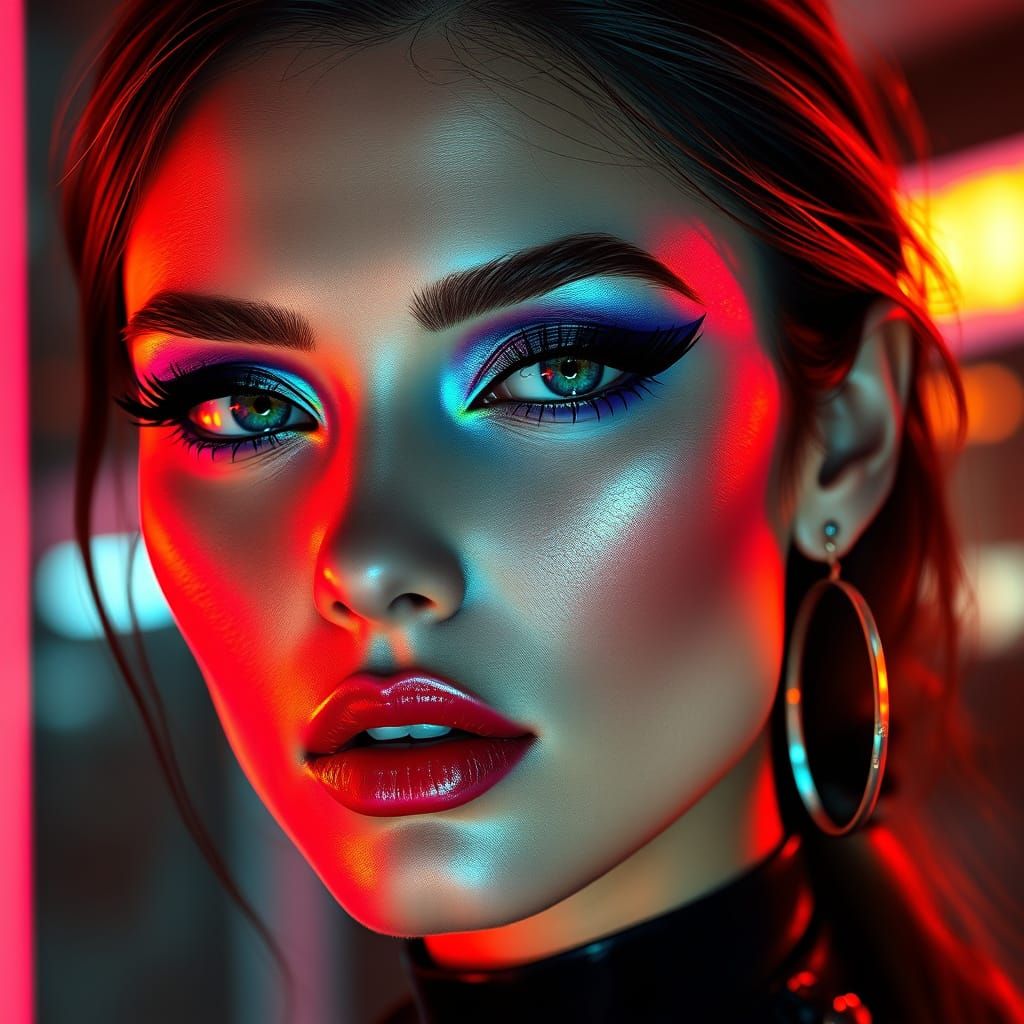 Hyper-Realistic Portrait in Futuristic Fashion Style