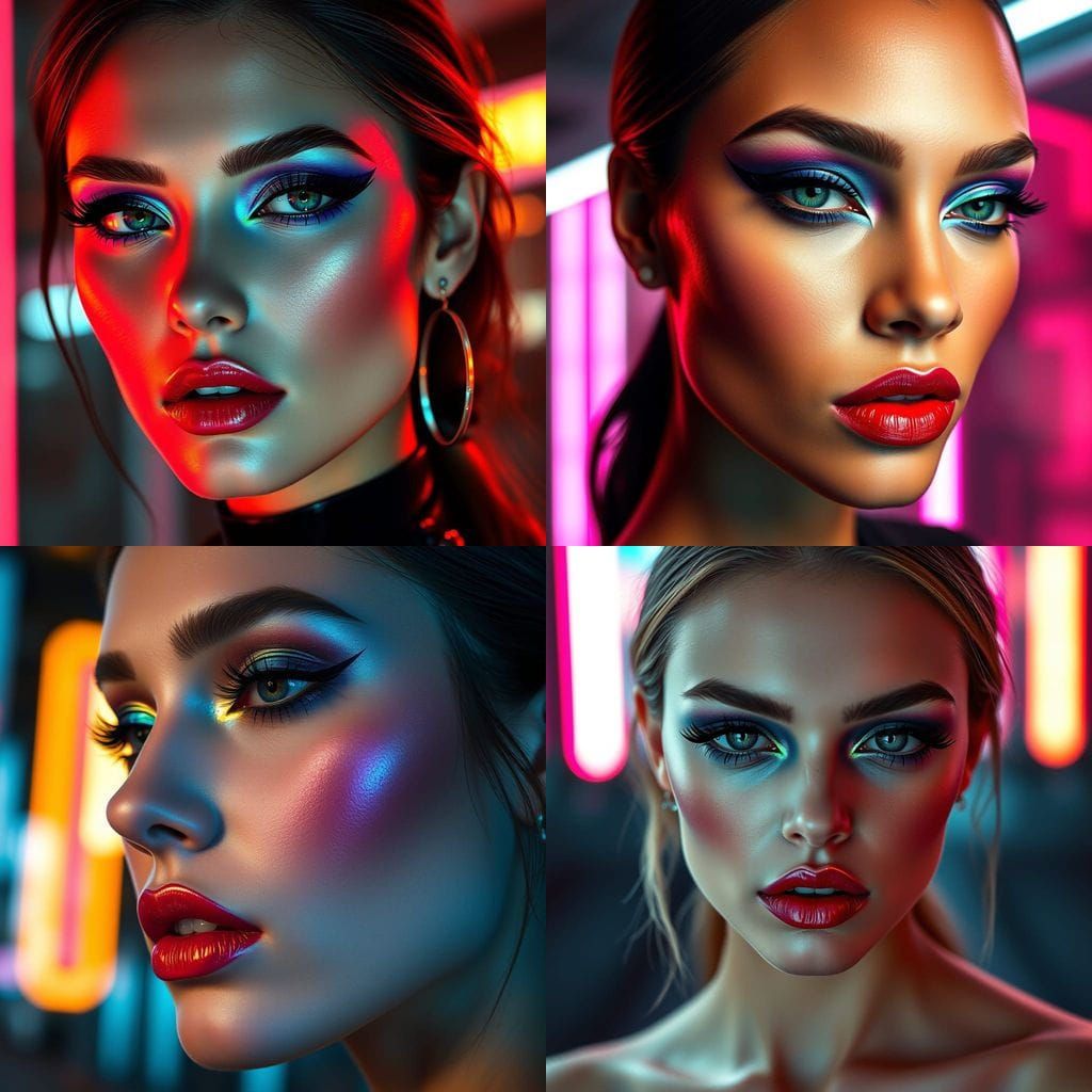 Ethereal Glamour Portrait in Cyberpunk Style