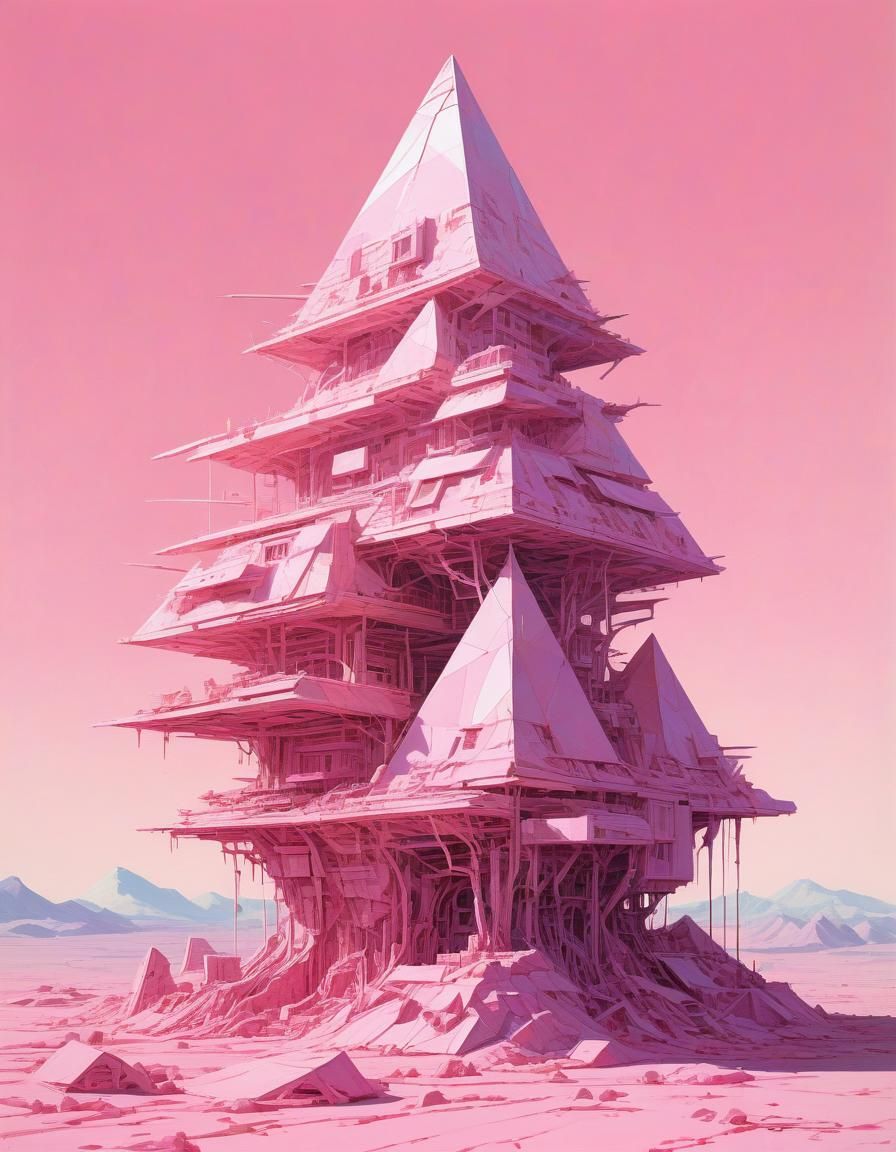 Ethereal Pink Architecture in Solarpunk Style