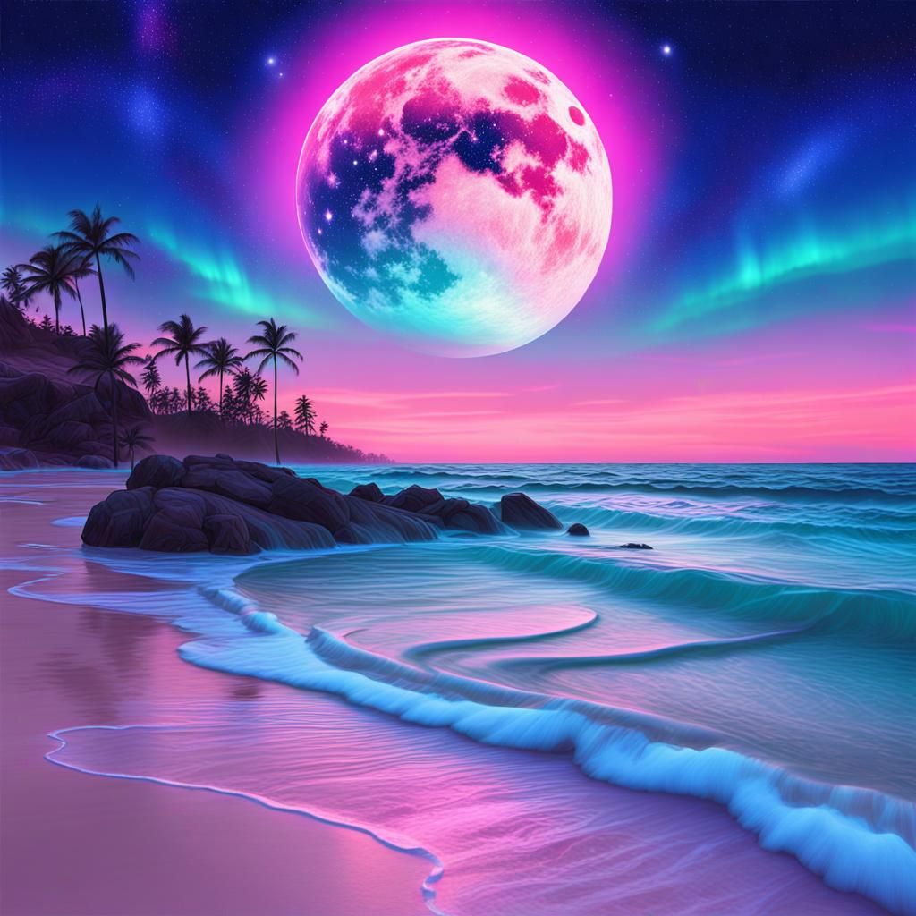 Otherworldly Planet Beachfront with Glowing Atmospheres