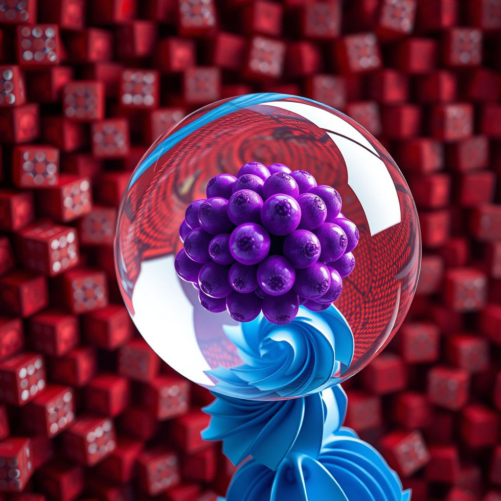 Fractal Spheres in Glass Ball on Fractal Flower