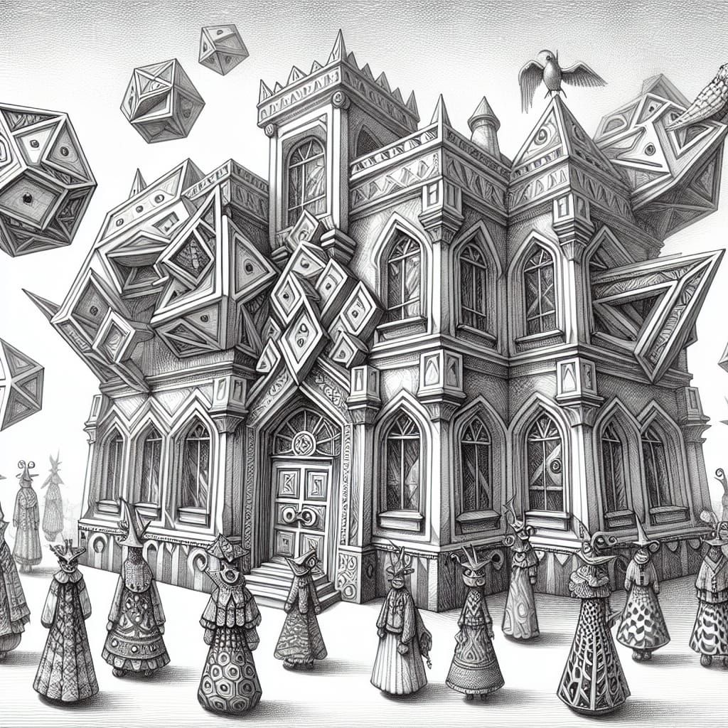 Gravity-Defying Geometric House in Gothic Style