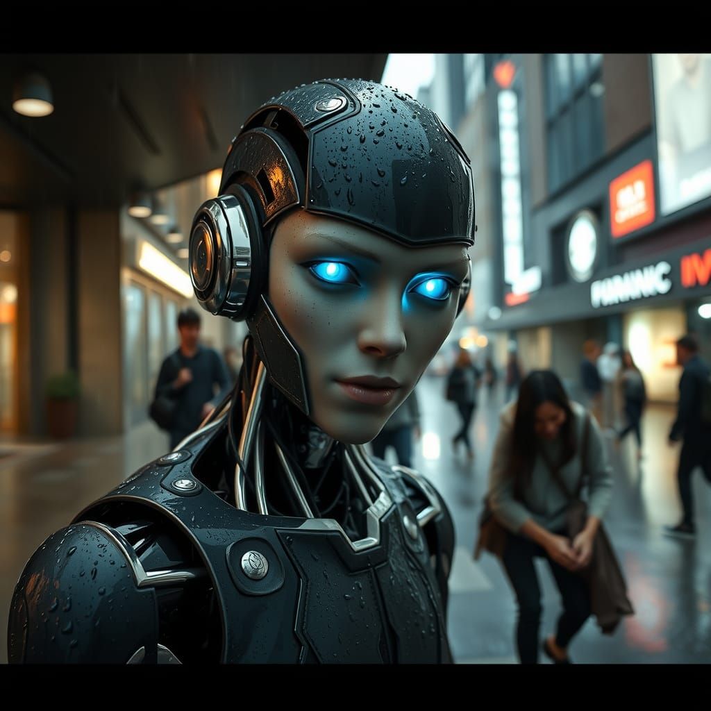 Android in Cityscape, Sci-Fi Realism