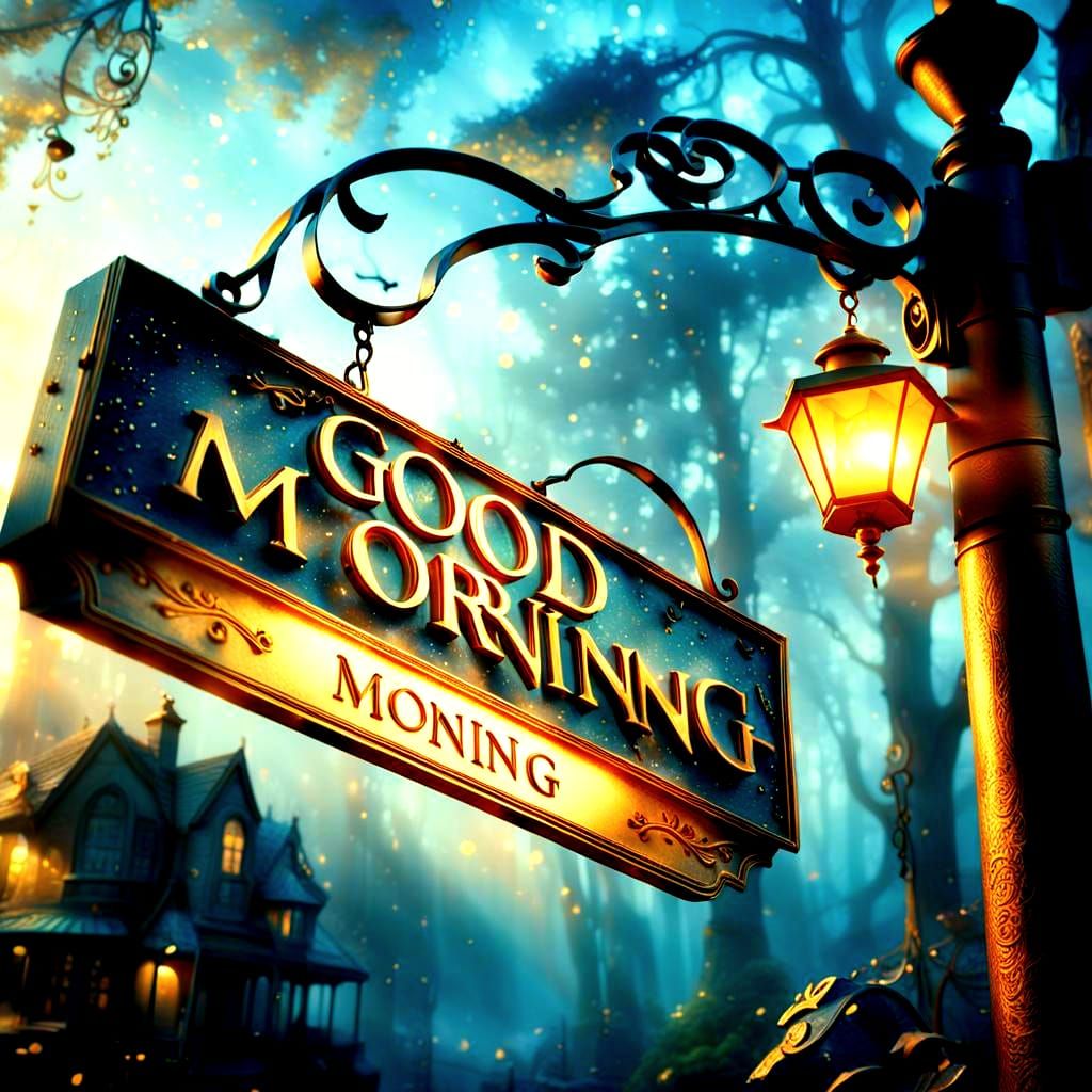 Hyperrealistic Good Morning Sign in Cinematic Style