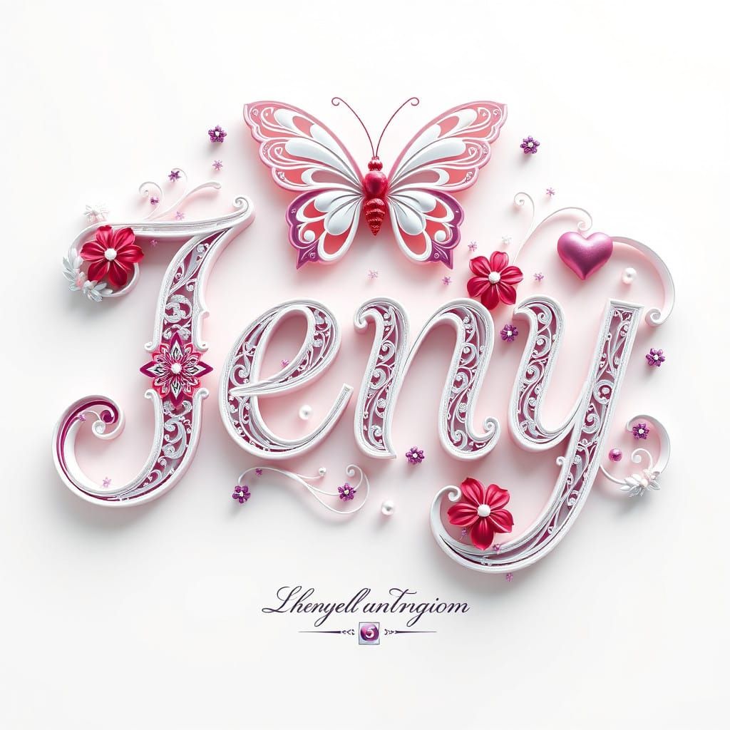 Stunning 3D Typography Art in Exquisite White and Scarlet Le...