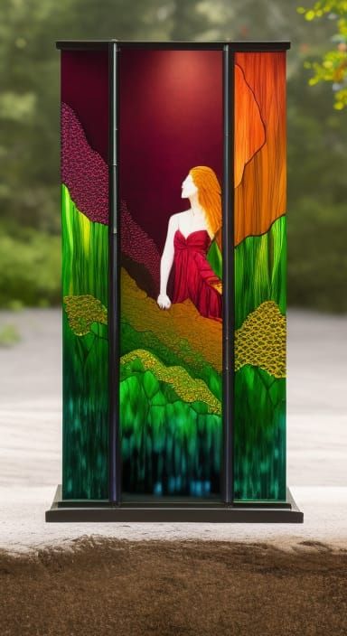 Stained Glass Origami Portrait in FunkoPOP Animation Style