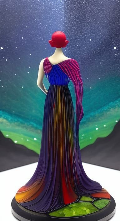 Origami Waterfall Portrait in FunkoPOP Animation Style