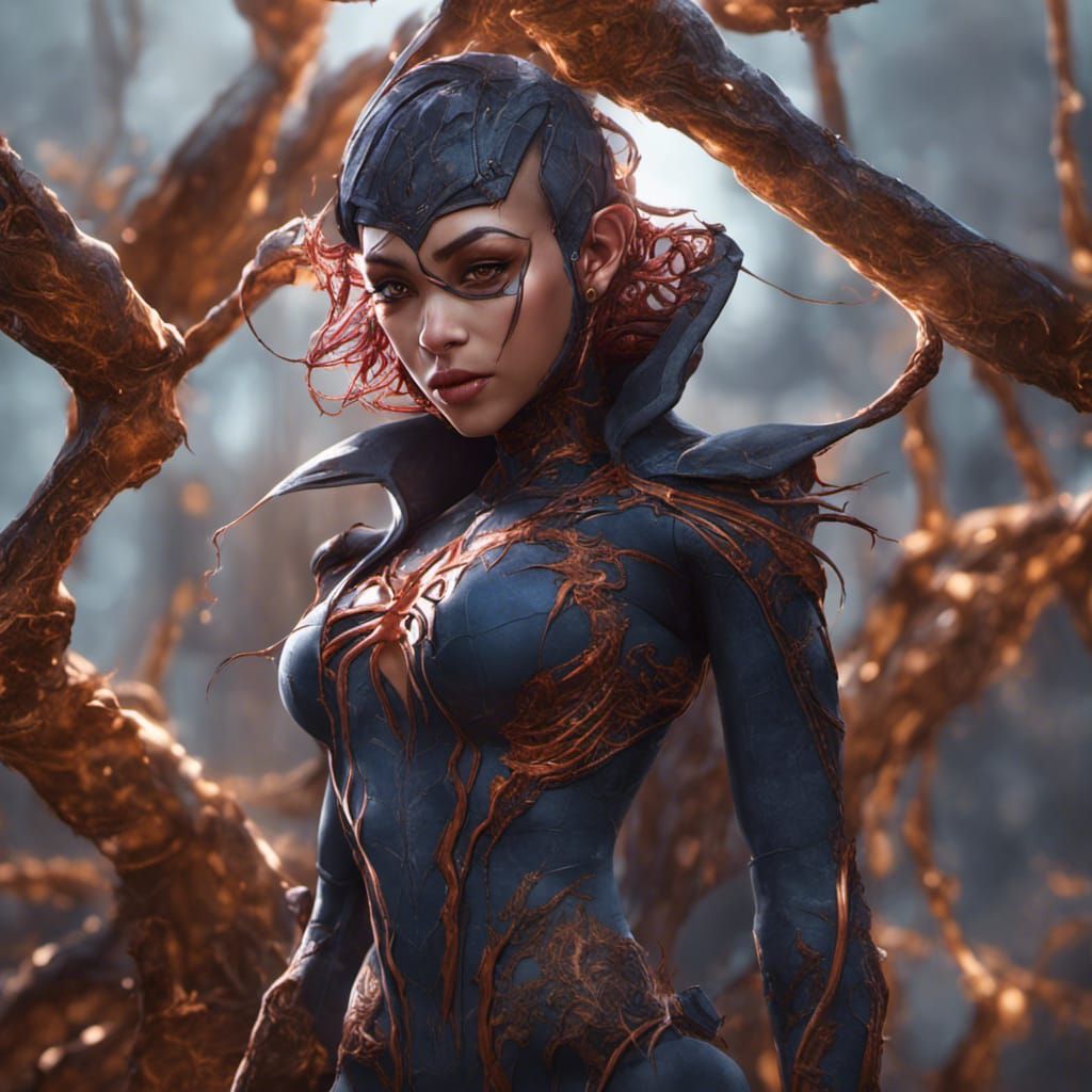 Detailed Spidersona Character Art in Deep Color