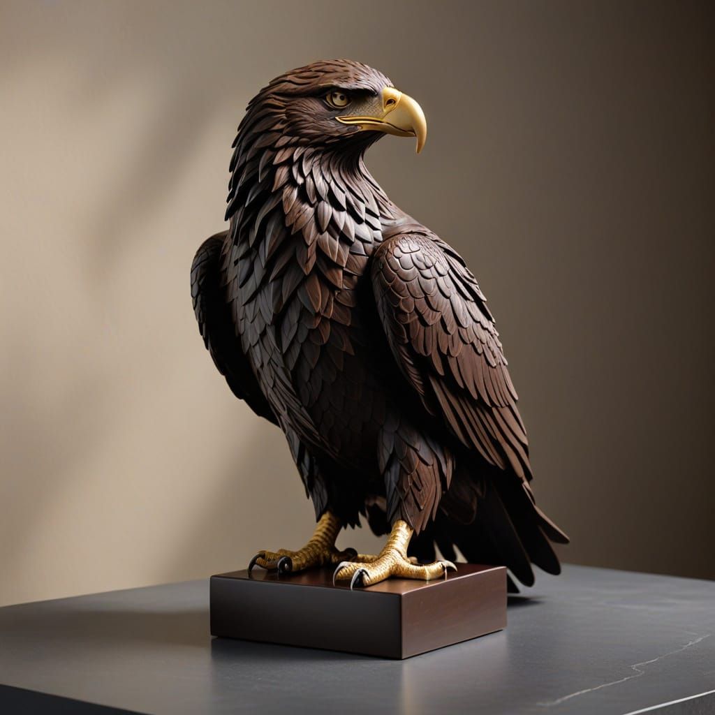 Hyperrealistic Dark Chocolate Eagle Sculpture
