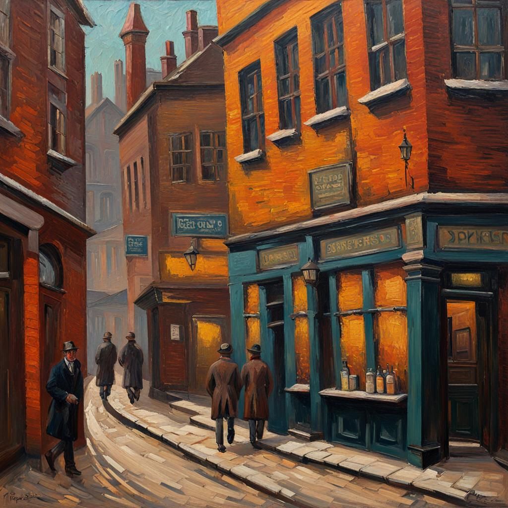 London Backstreet Bar as Impasto Oil Painting
