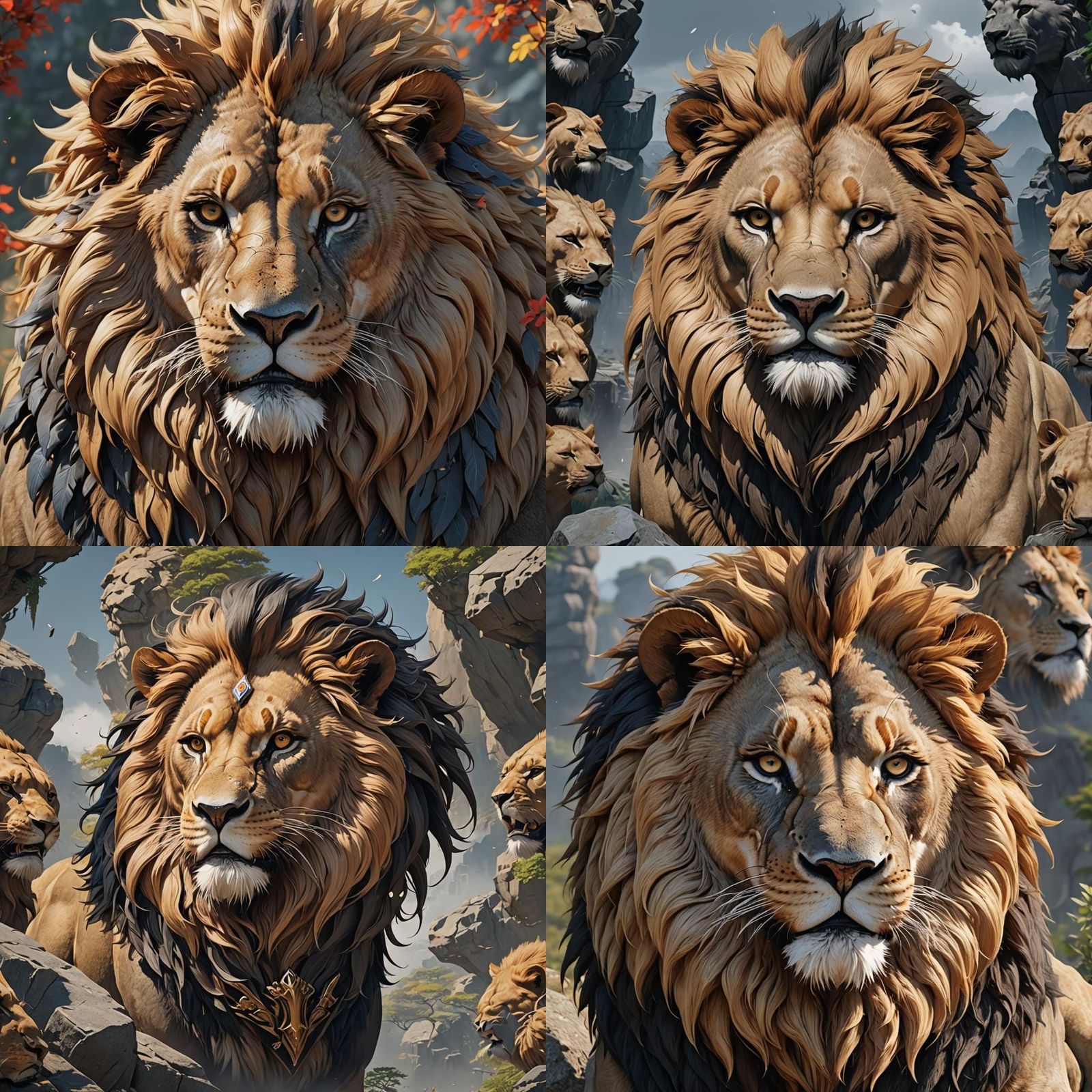 Detailed 3D Anime Art of a Lion's Head