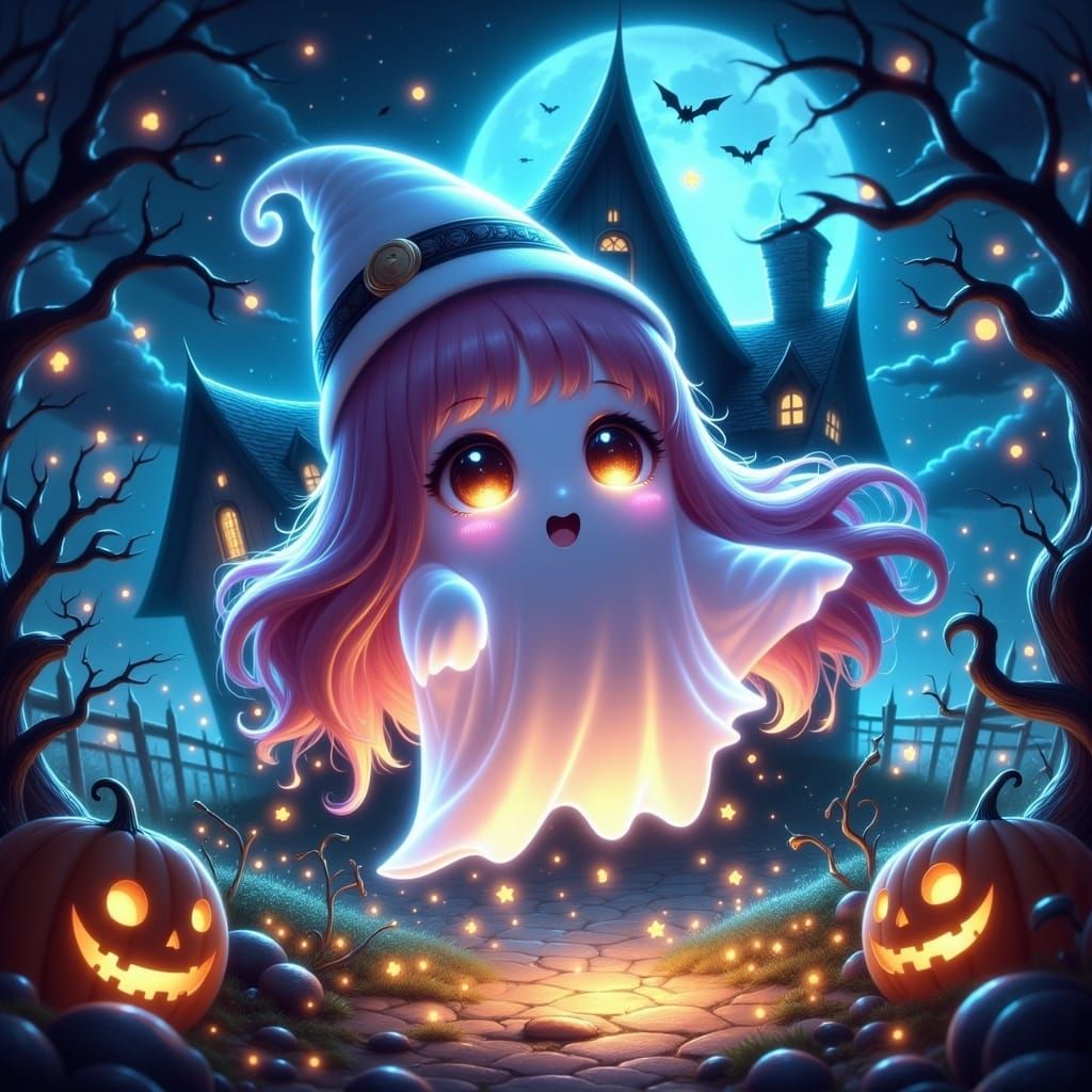 Anime Ghost Girl in Haunted House