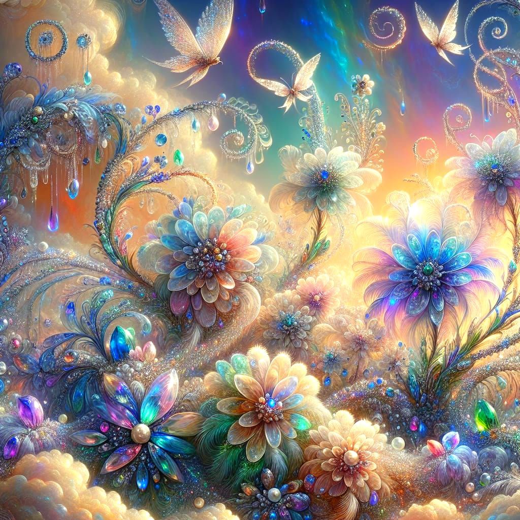 Ethereal Jewel Garden in Romantic Era Style