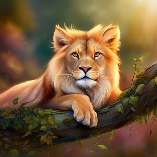 Adorable Winged Lion Hybrid with Fluffy Fur