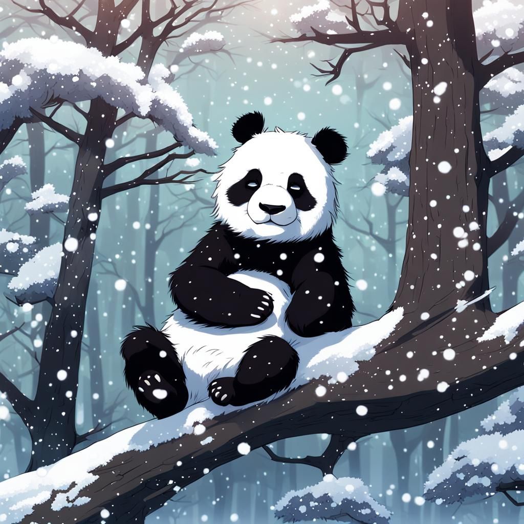 Baby Panda Sleeping: Anime Style Illustration