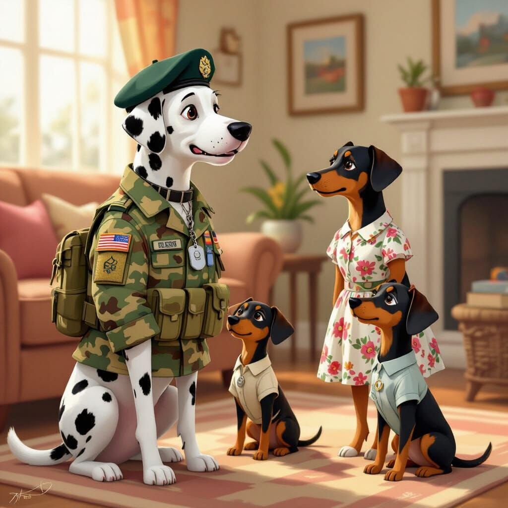 Dalmatian Soldier Discusses Deployment: Digital Art