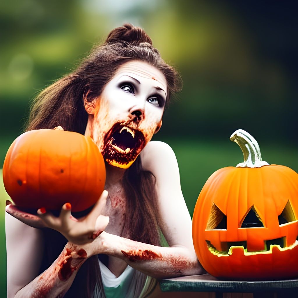 Zombie Woman's Pumpkin Feast: Professional Photography